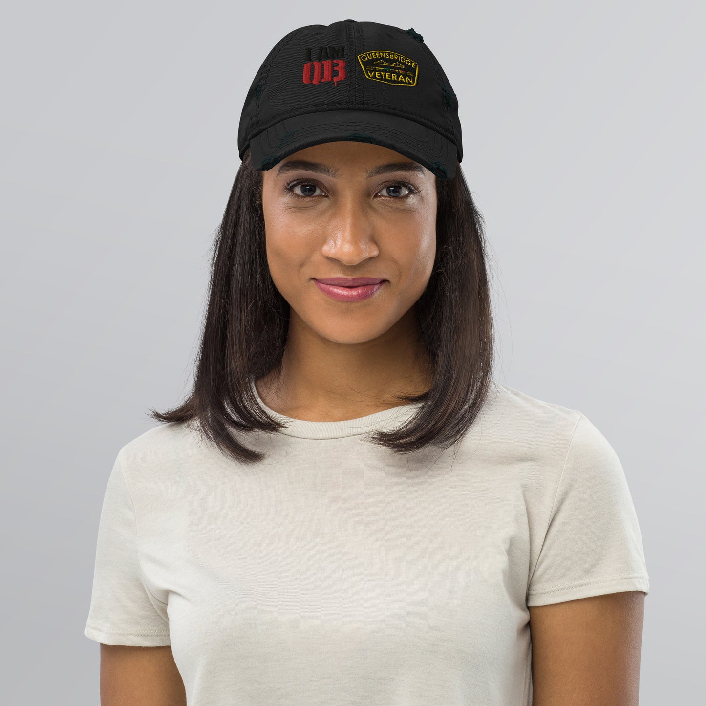 Qb double patch Distressed Dad Hat