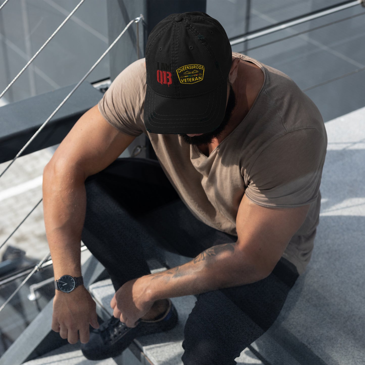 Qb double patch Distressed Dad Hat