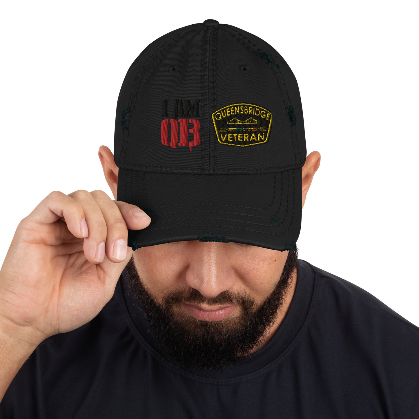 Qb double patch Distressed Dad Hat