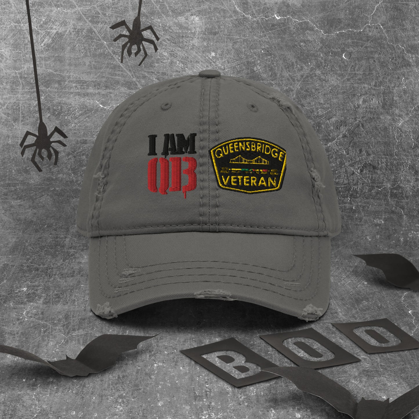 Qb double patch Distressed Dad Hat