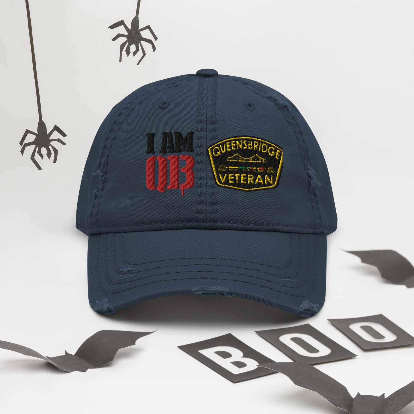 Qb double patch Distressed Dad Hat
