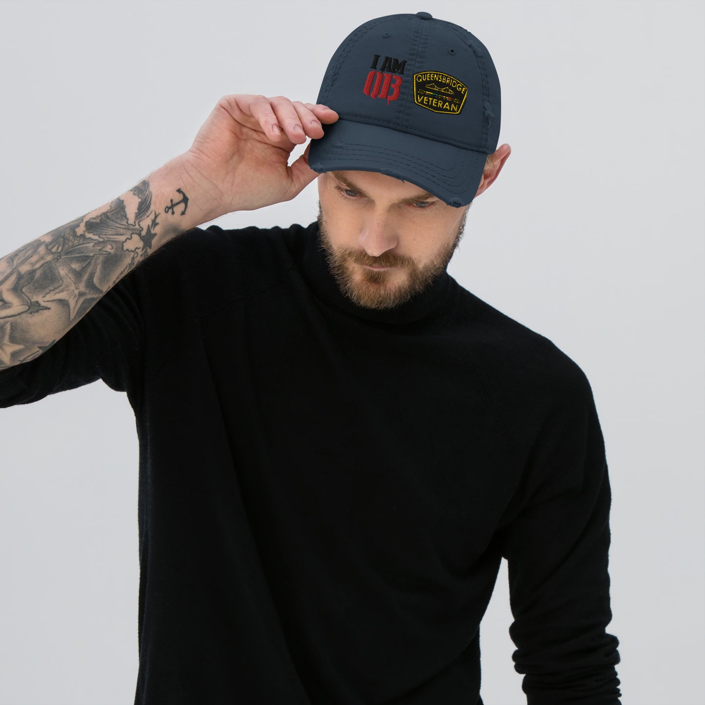 Qb double patch Distressed Dad Hat