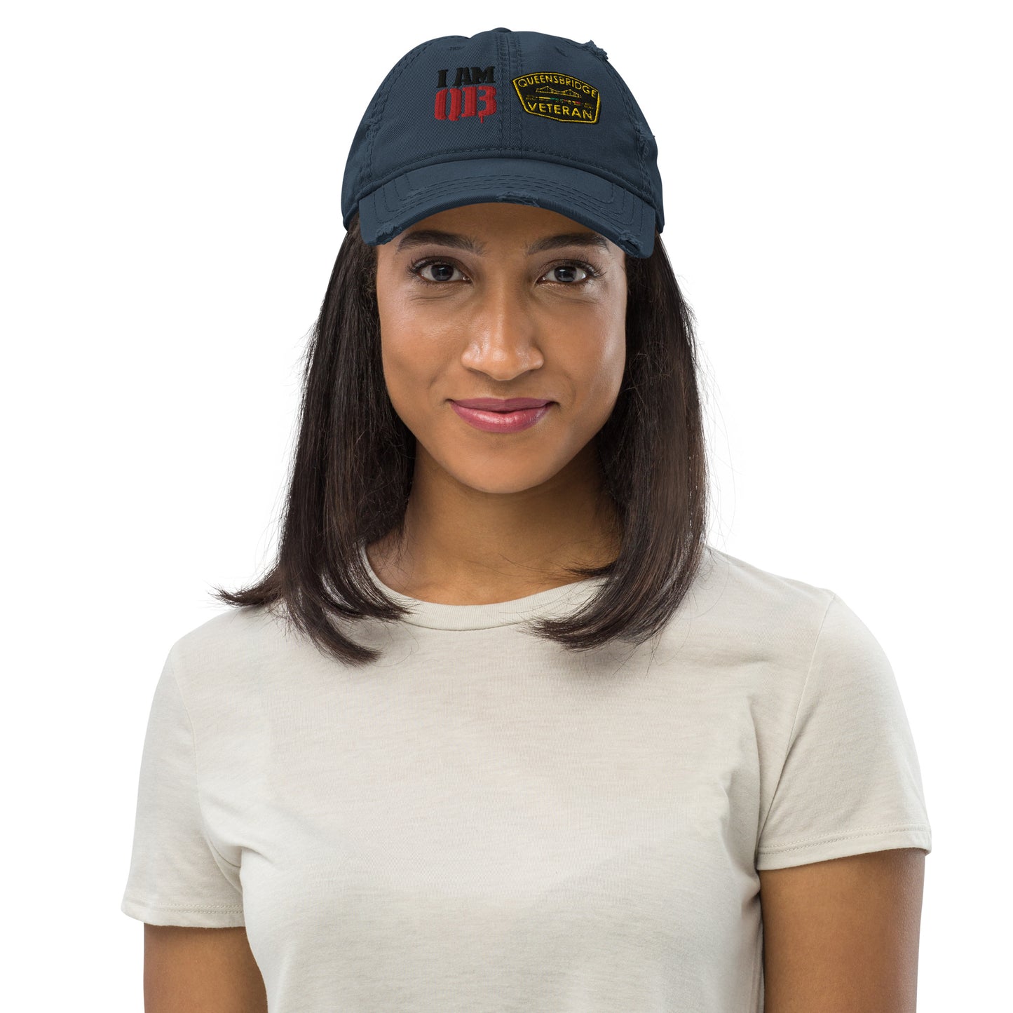 Qb double patch Distressed Dad Hat