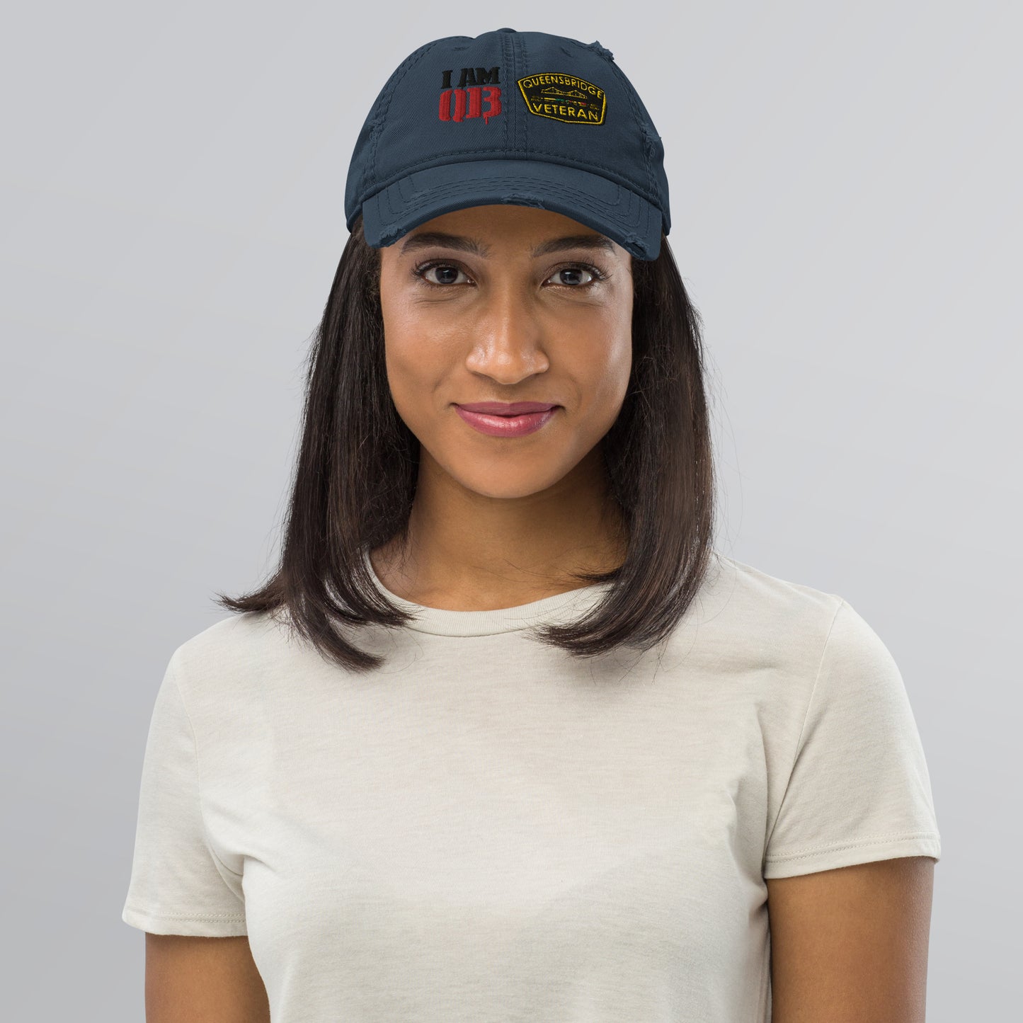 Qb double patch Distressed Dad Hat