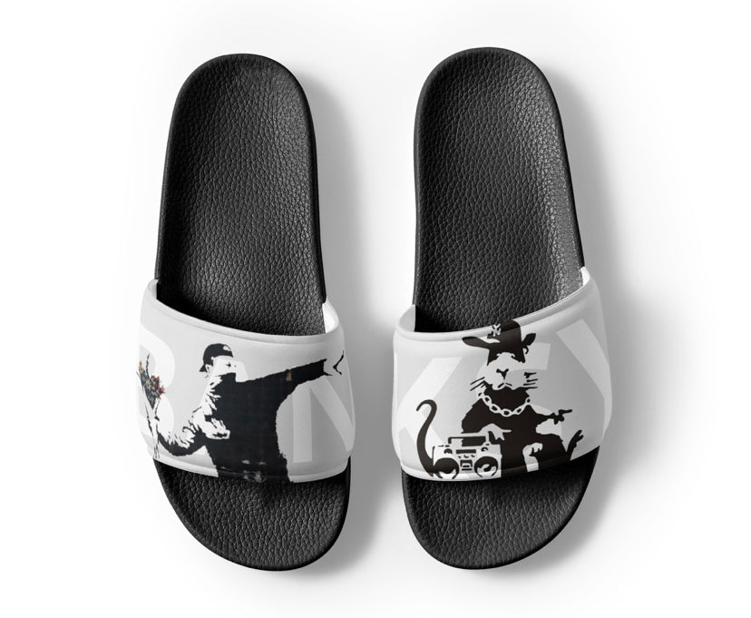 Banksy B&W Men’s slides