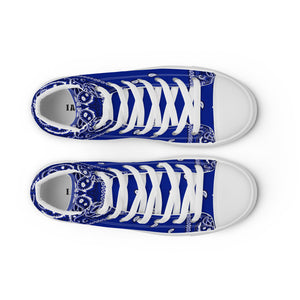 Blue bandanna Men’s high top canvas shoes