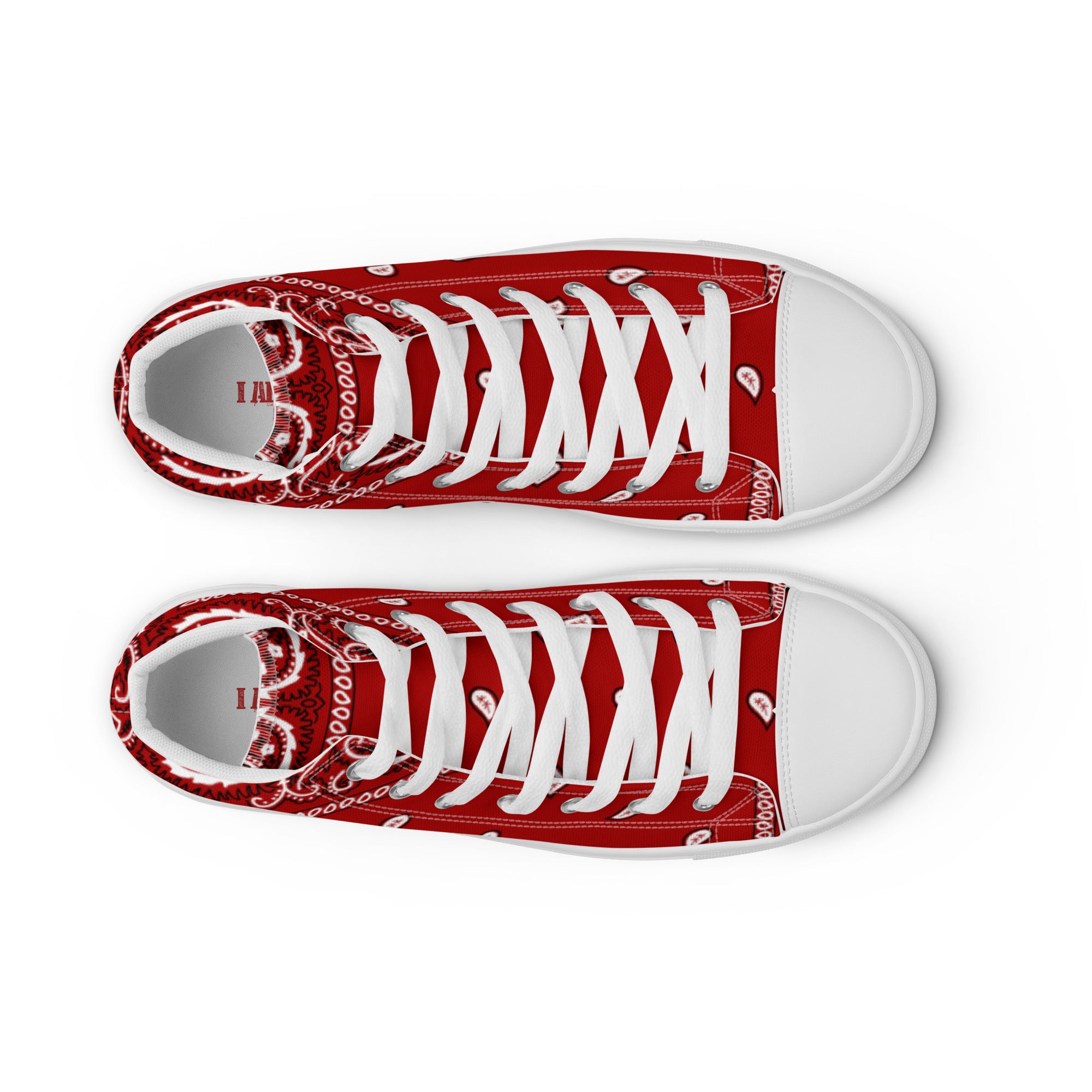 Red bandanna Men’s high top canvas shoes