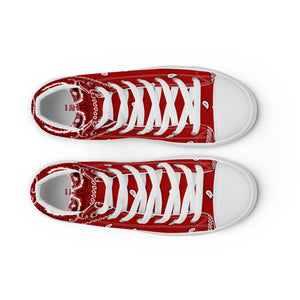 Red bandanna Men’s high top canvas shoes