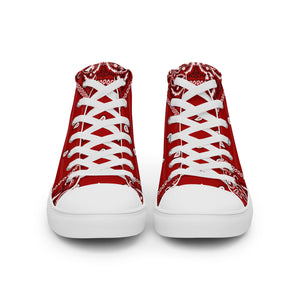 Red bandanna Men’s high top canvas shoes