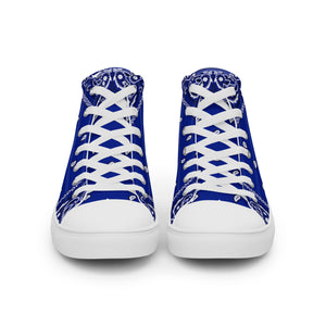 Blue bandanna Men’s high top canvas shoes