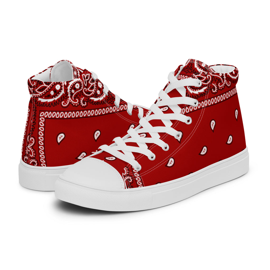 Red bandanna Men’s high top canvas shoes