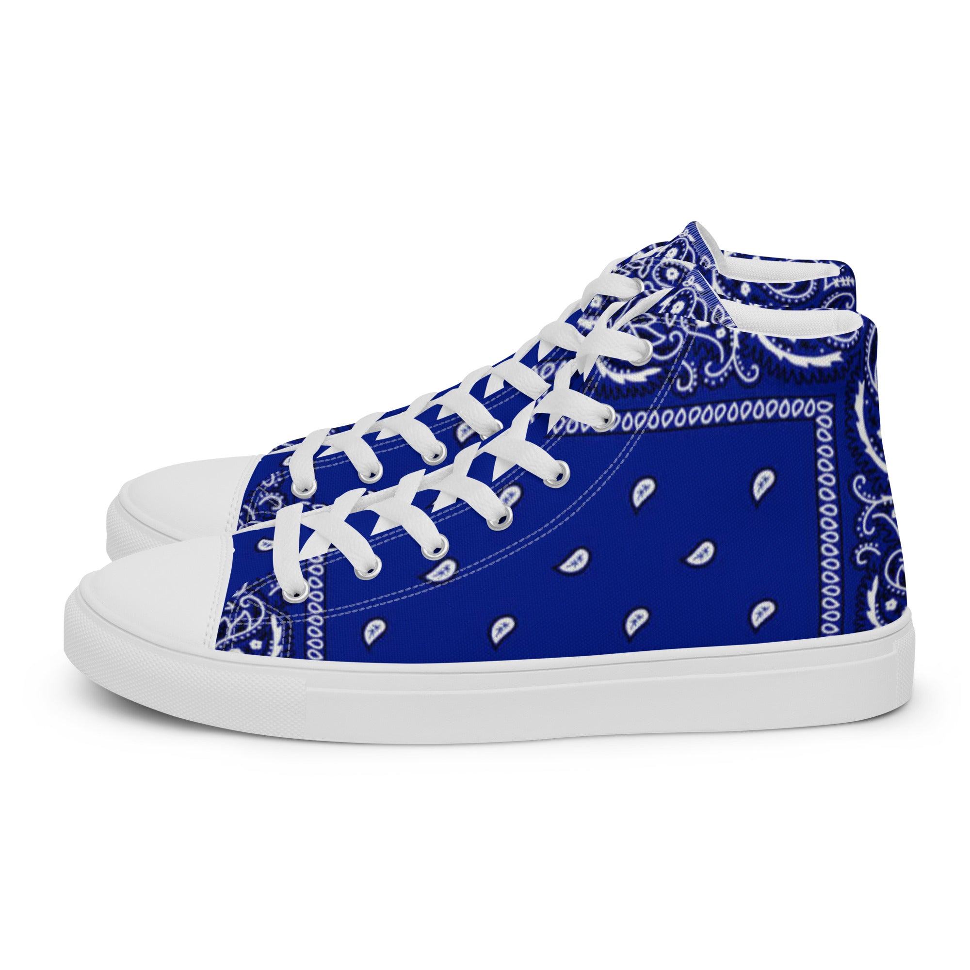 Blue bandanna Men’s high top canvas shoes