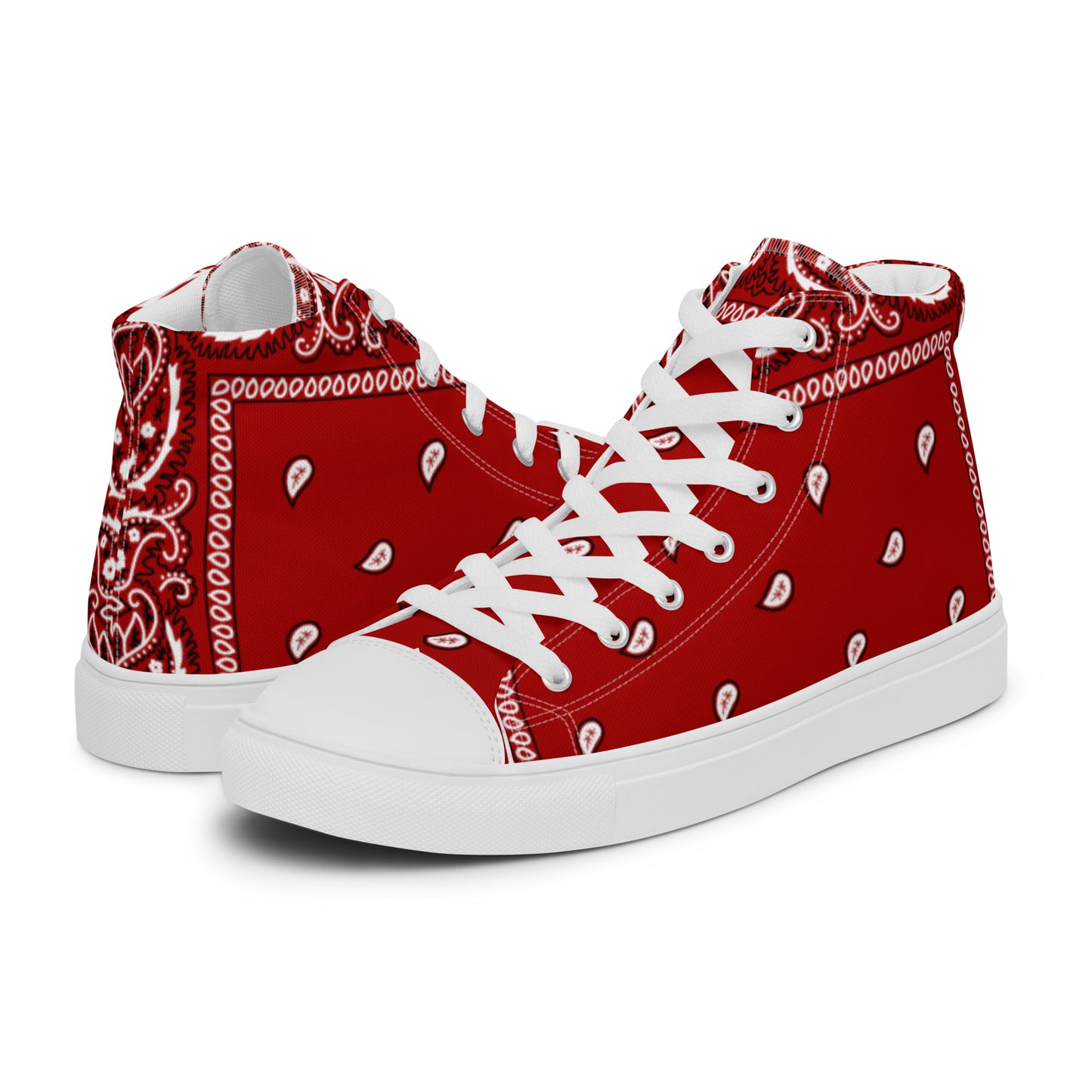 Red bandanna Men’s high top canvas shoes