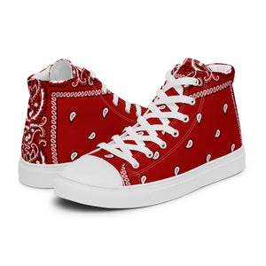 Red bandanna Men’s high top canvas shoes