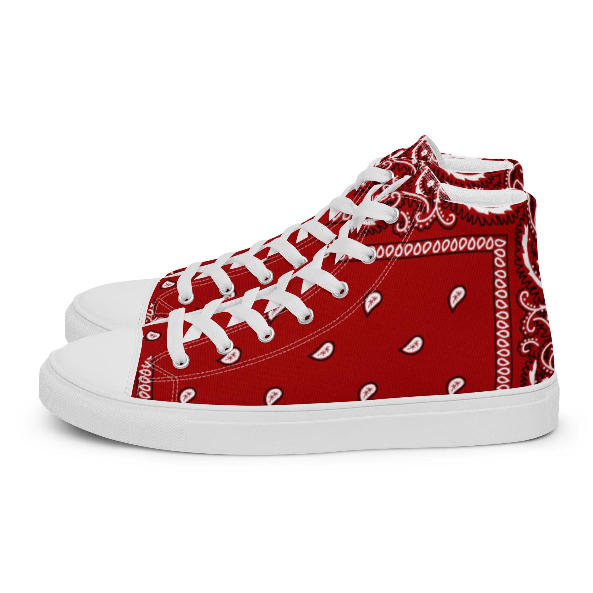 Red bandanna Men’s high top canvas shoes