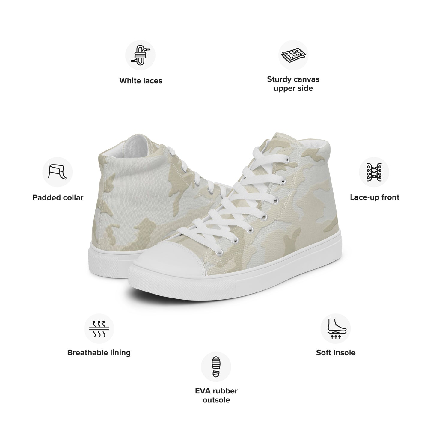 I Am Camo shadow Men’s high top canvas shoes