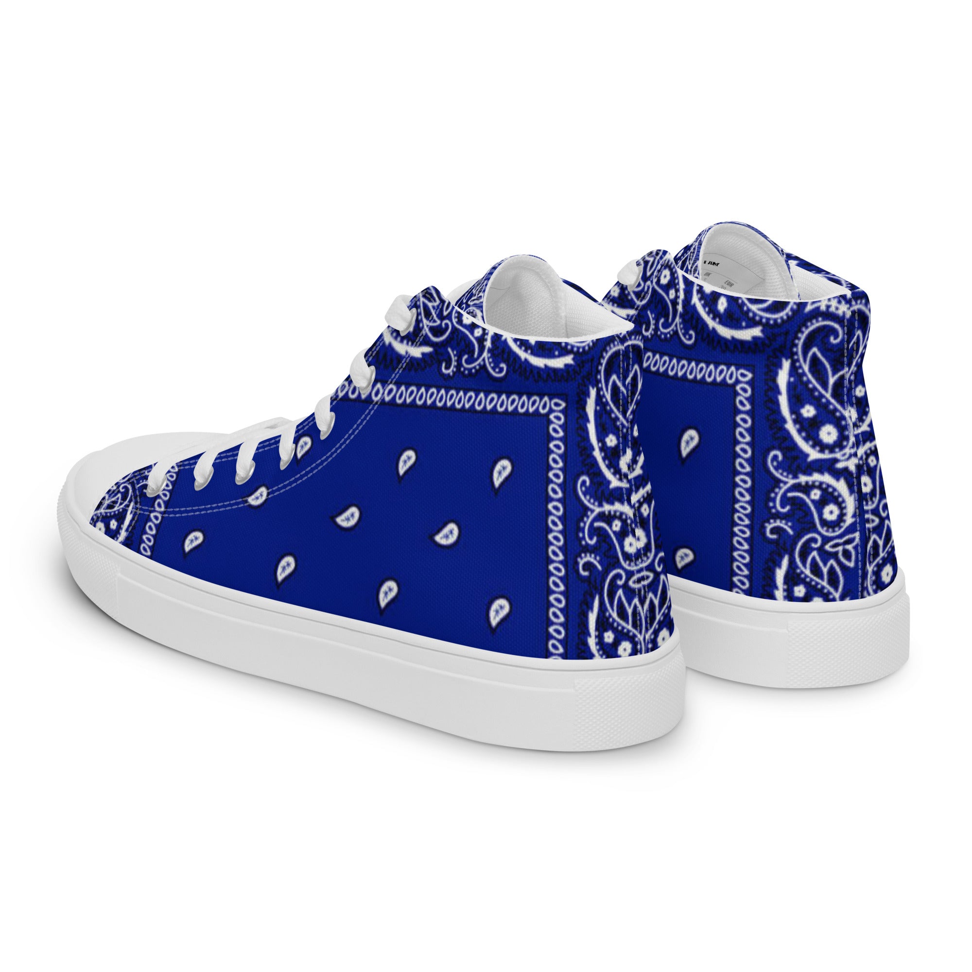 Blue bandanna Men’s high top canvas shoes