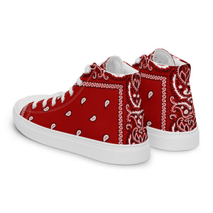 Red bandanna Men’s high top canvas shoes