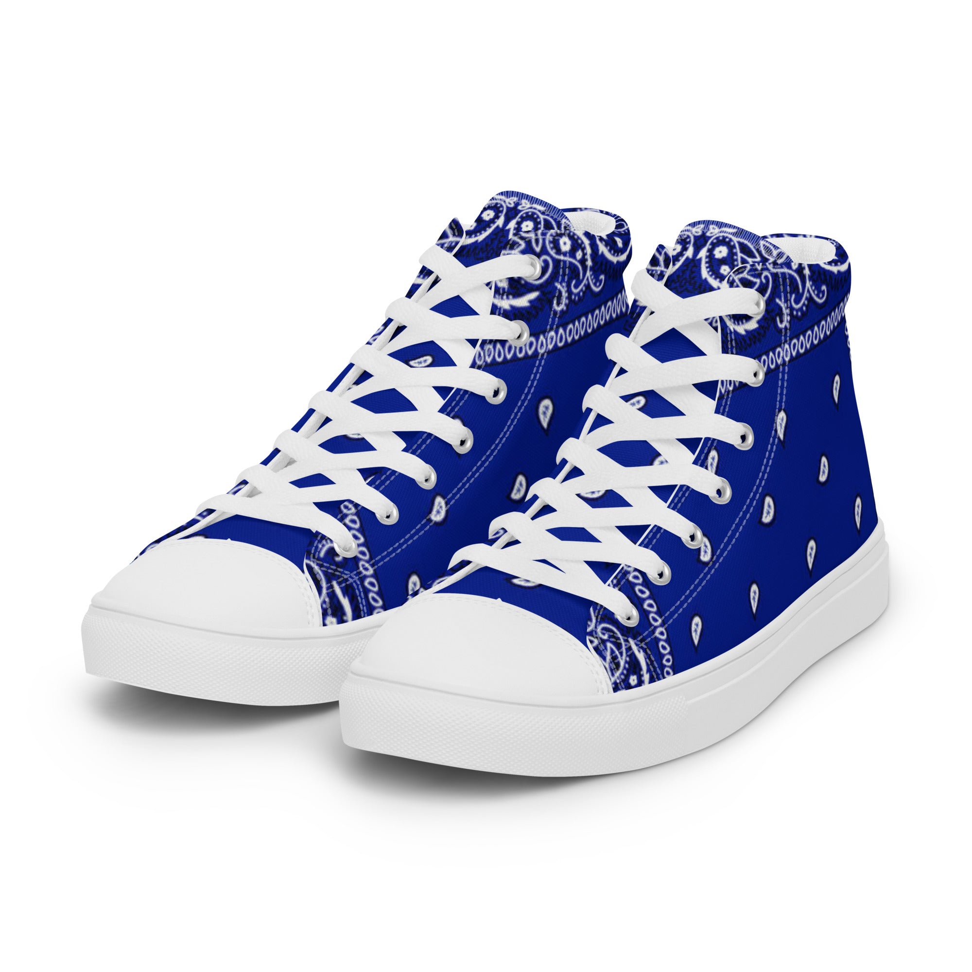 Blue bandanna Men’s high top canvas shoes