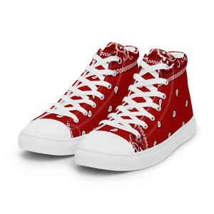 Red bandanna Men’s high top canvas shoes