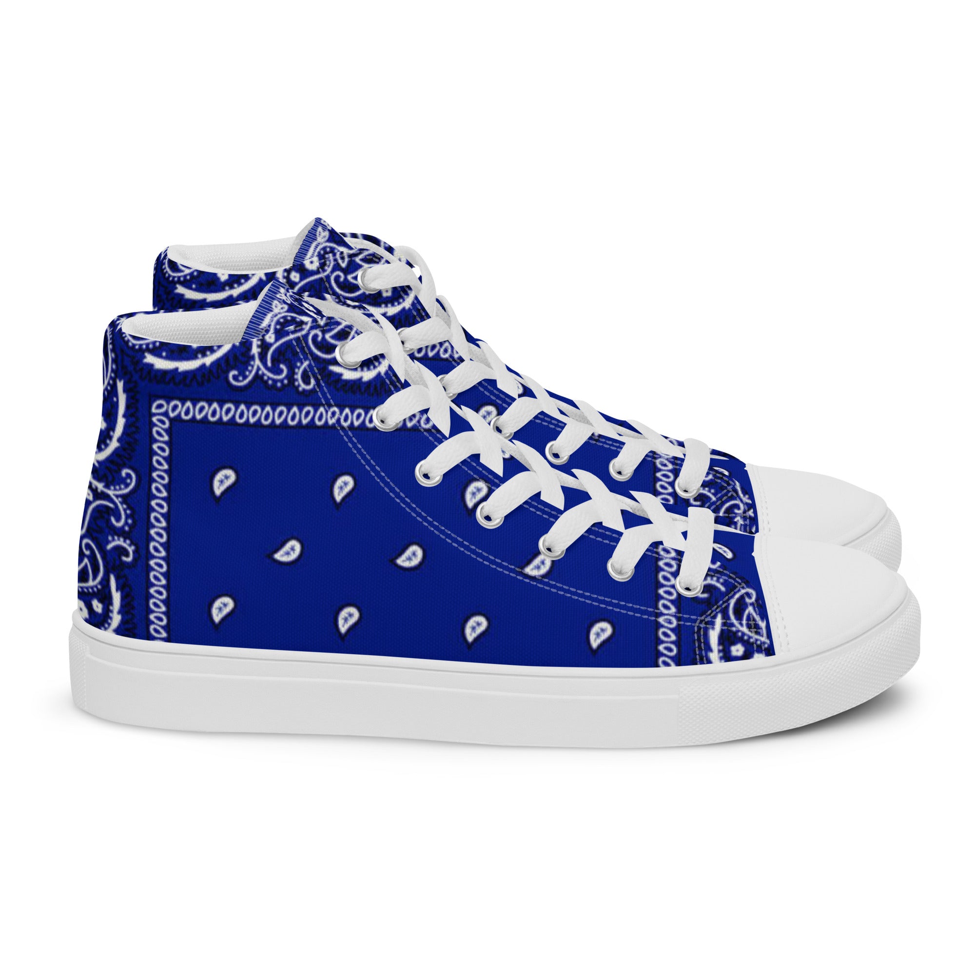 Blue bandanna Men’s high top canvas shoes