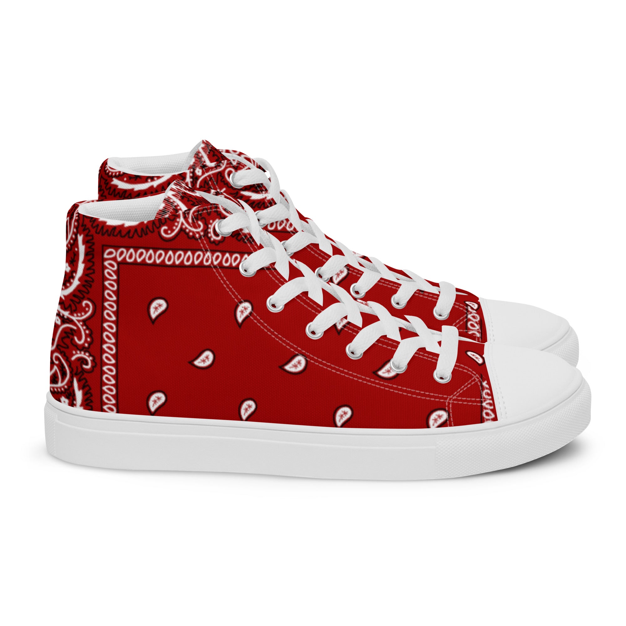 Red bandanna Men’s high top canvas shoes