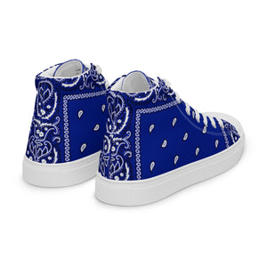 Blue bandanna Men’s high top canvas shoes