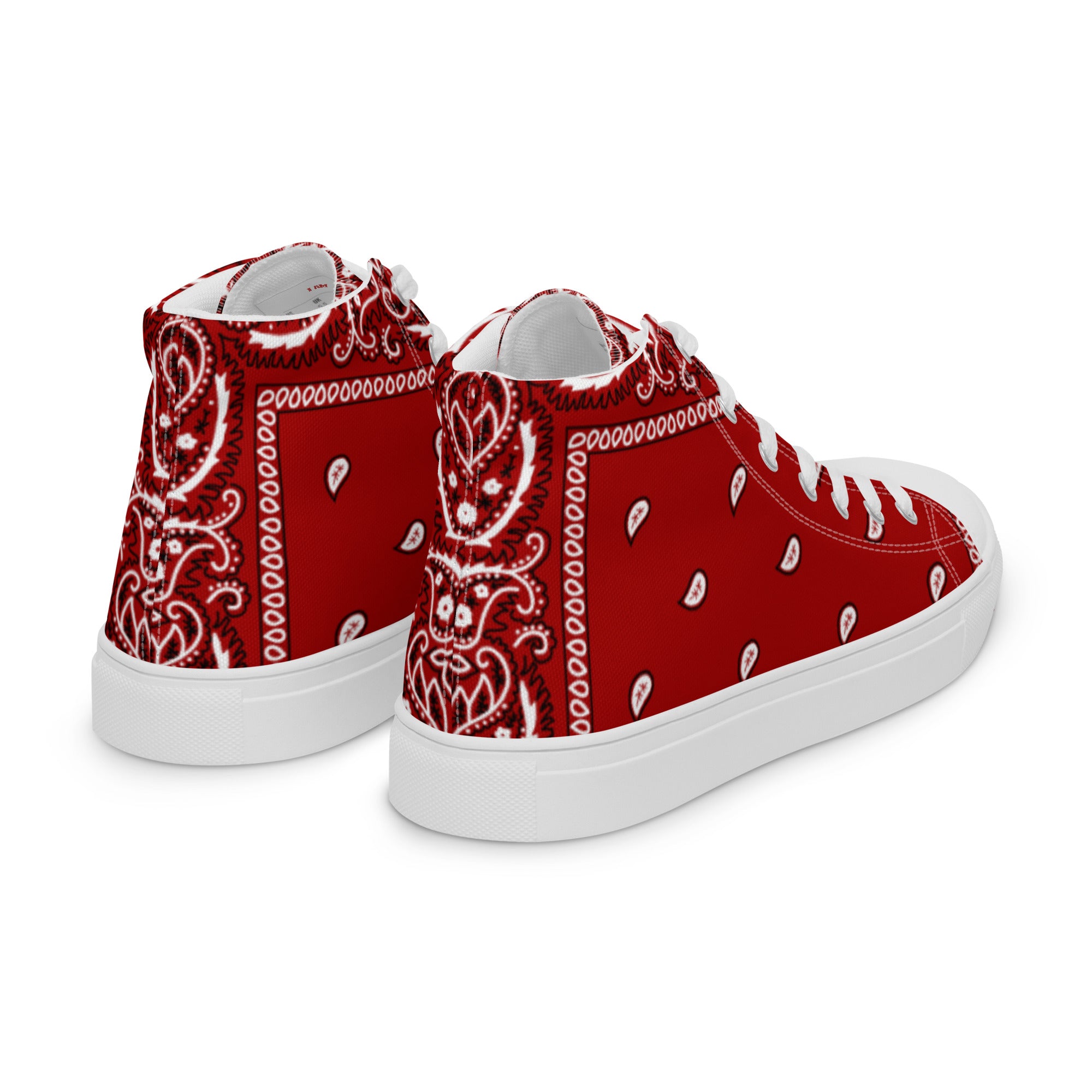 Red bandanna Men’s high top canvas shoes