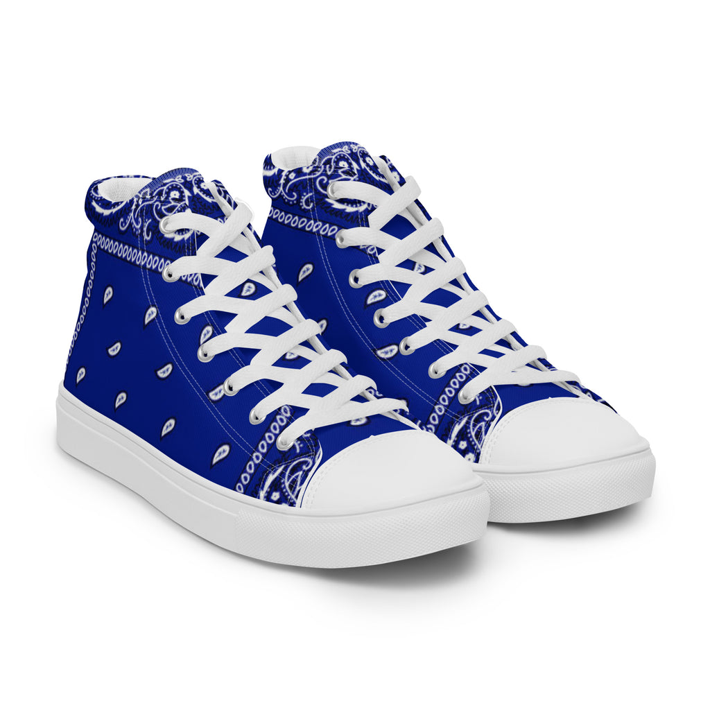 Blue bandanna Men’s high top canvas shoes