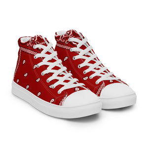 Red bandanna Men’s high top canvas shoes