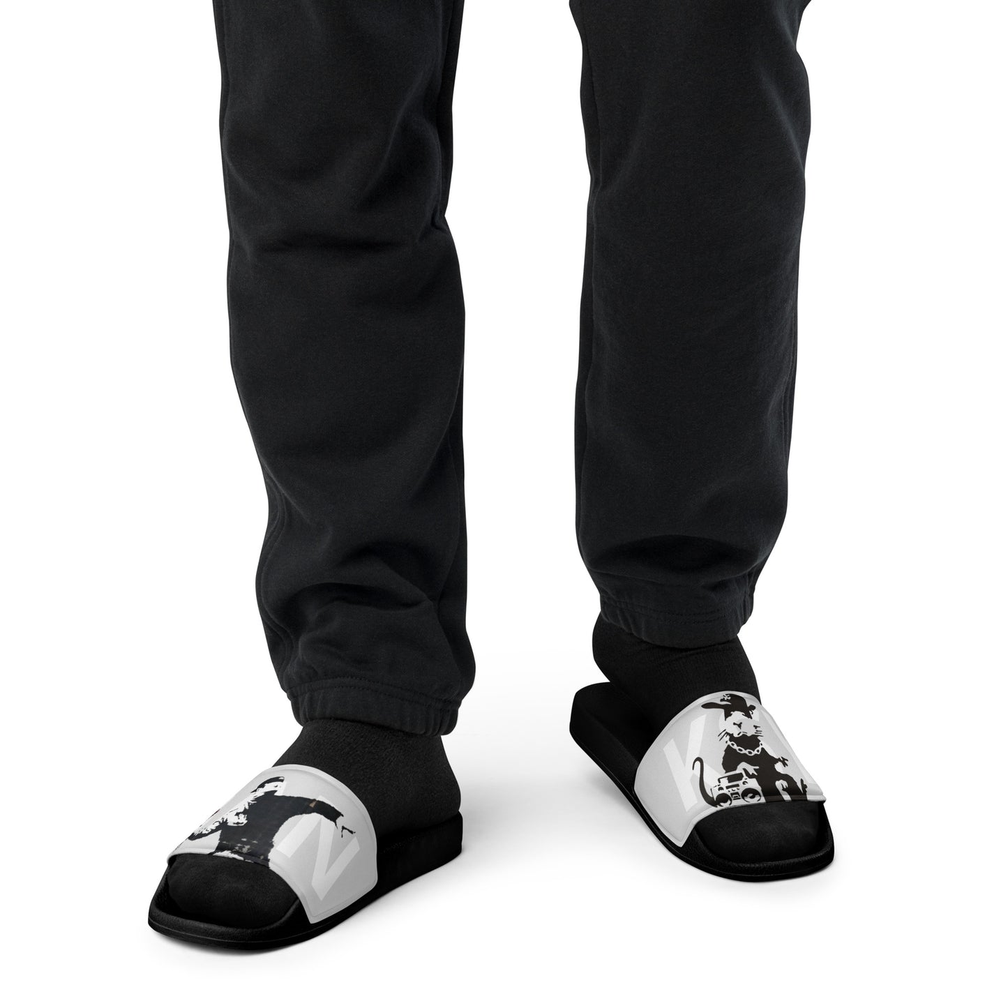 Banksy B&W Men’s slides