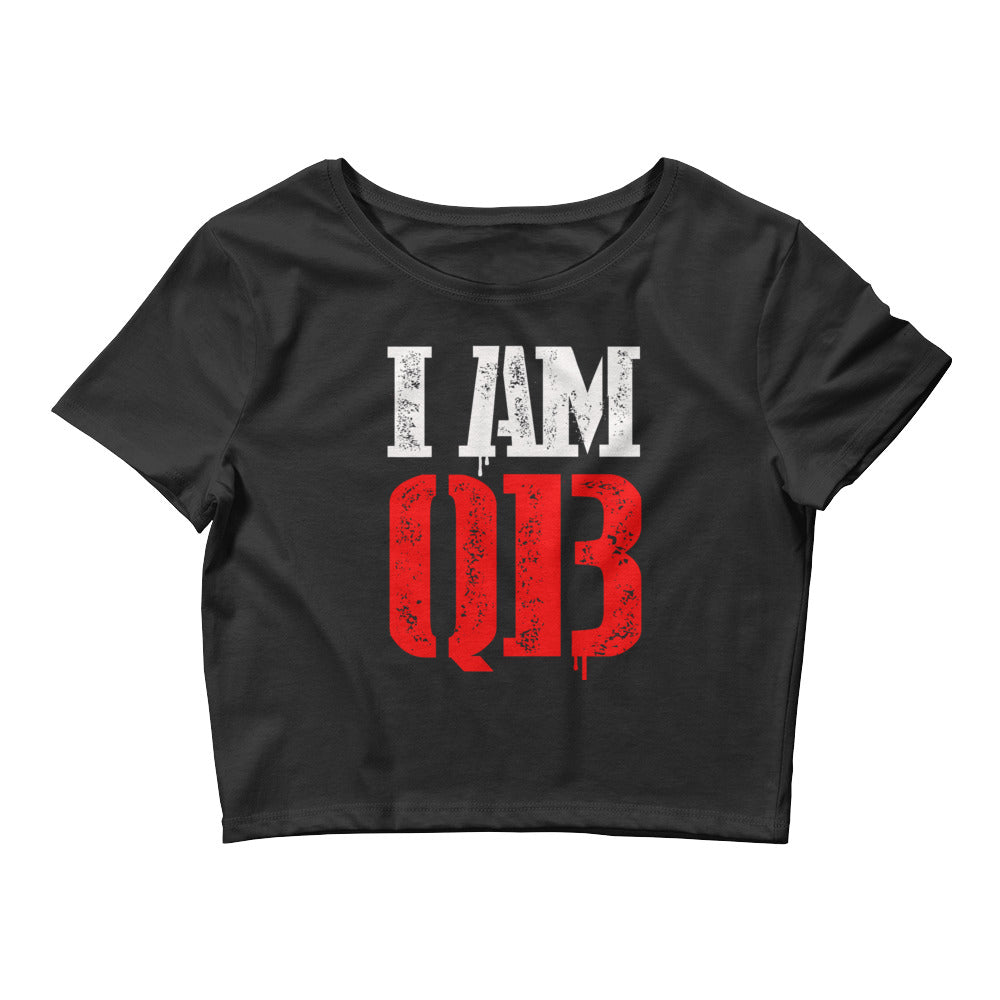 I am Qb Black Women’s Crop Tee