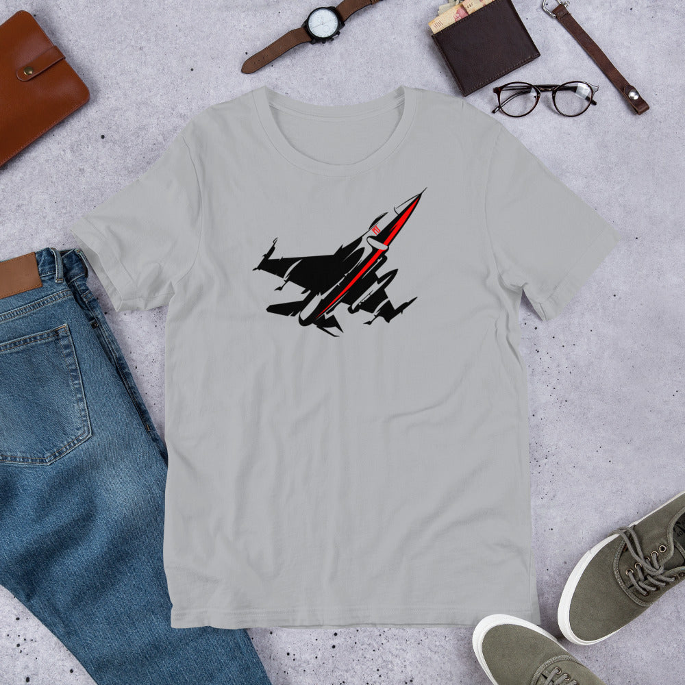 PCF Black & Red Bella + Canvas 3001 Unisex Short Sleeve Jersey T-Shirt with Tear Away Label