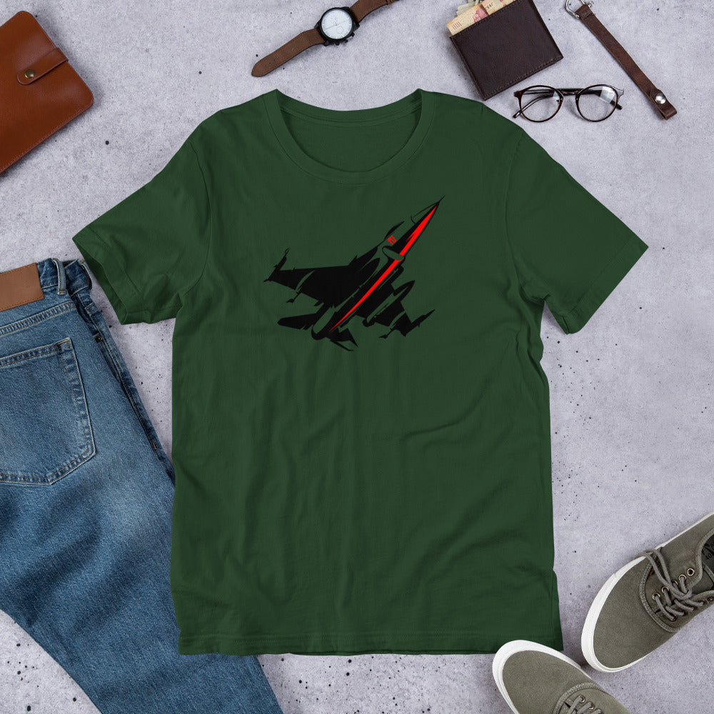 PCF Black & Red Bella + Canvas 3001 Unisex Short Sleeve Jersey T-Shirt with Tear Away Label