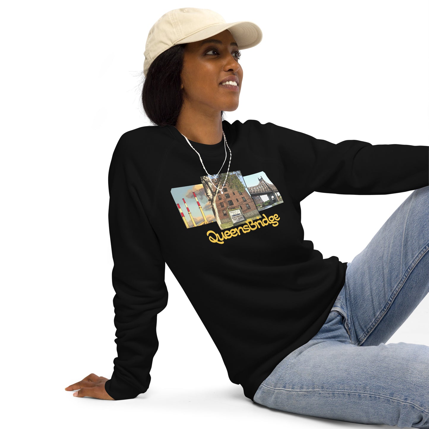 Qb animated Unisex organic raglan sweatshirt