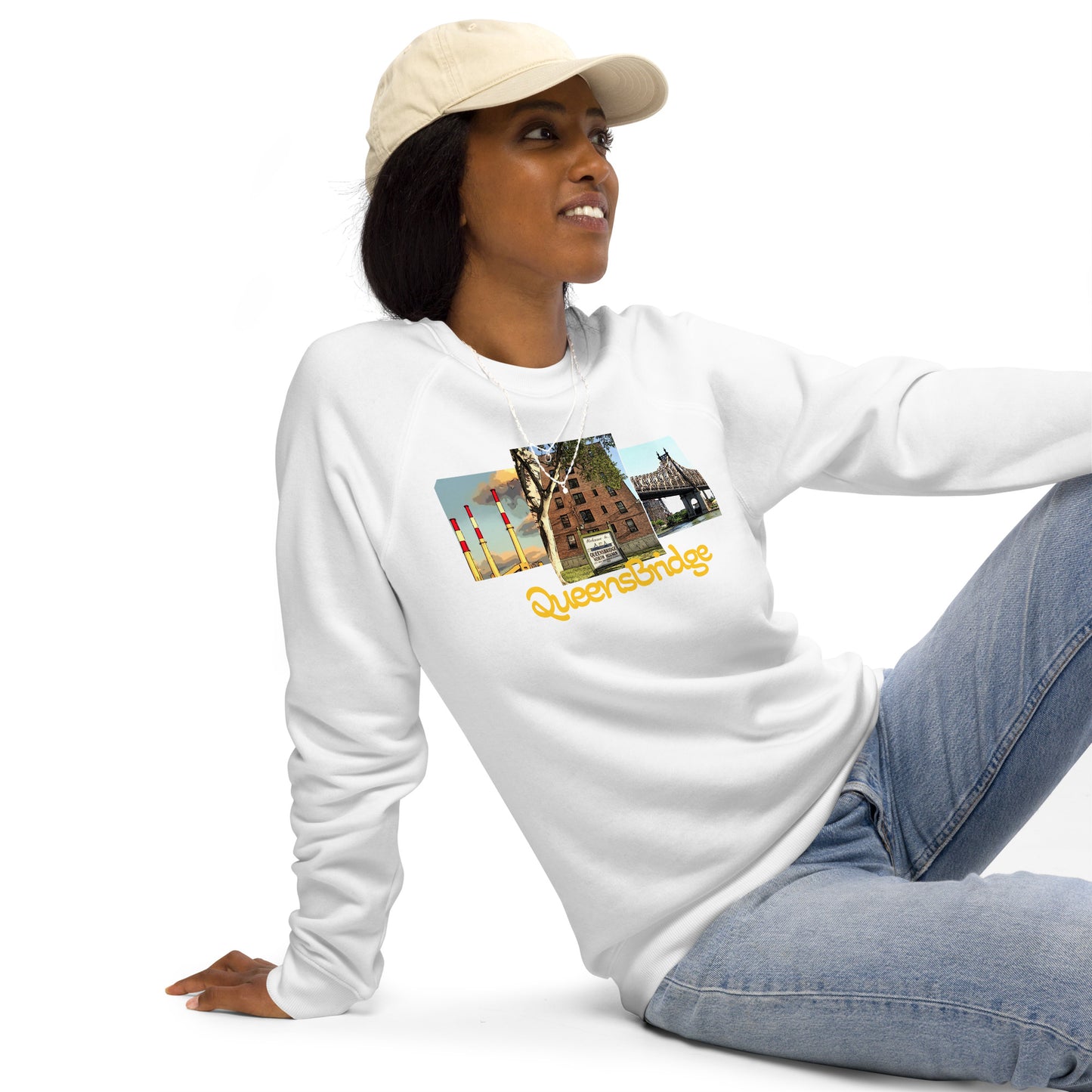 Qb animated Unisex organic raglan sweatshirt