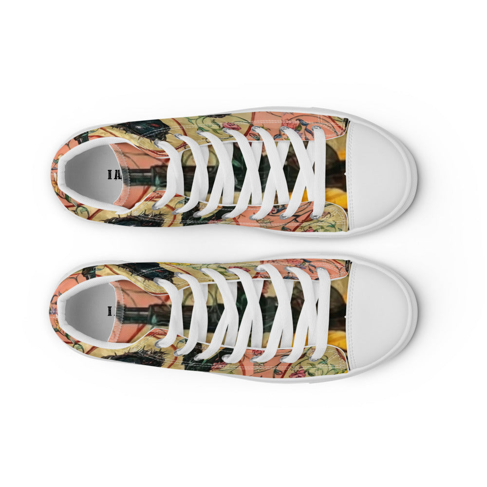“ Joy is a Weapon “ Women’s high top canvas shoes