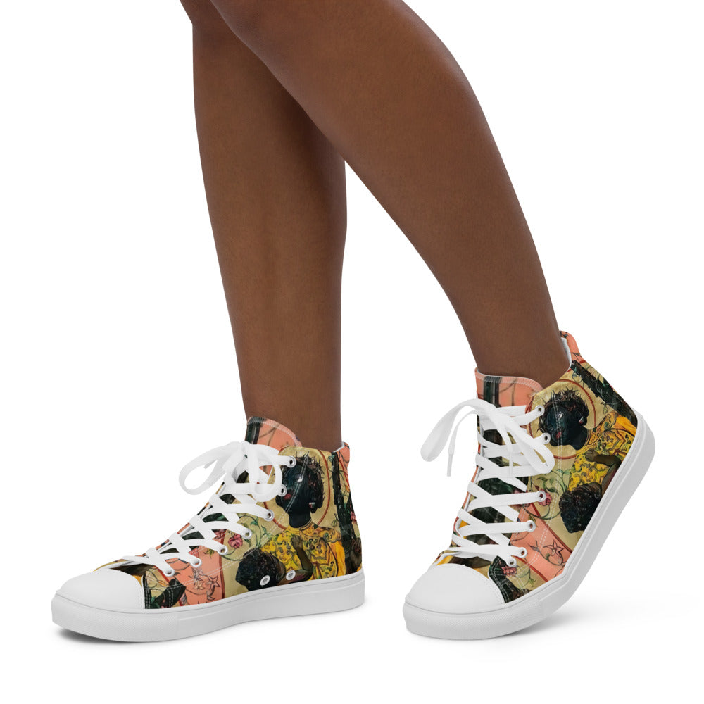 “ Joy is a Weapon “ Women’s high top canvas shoes