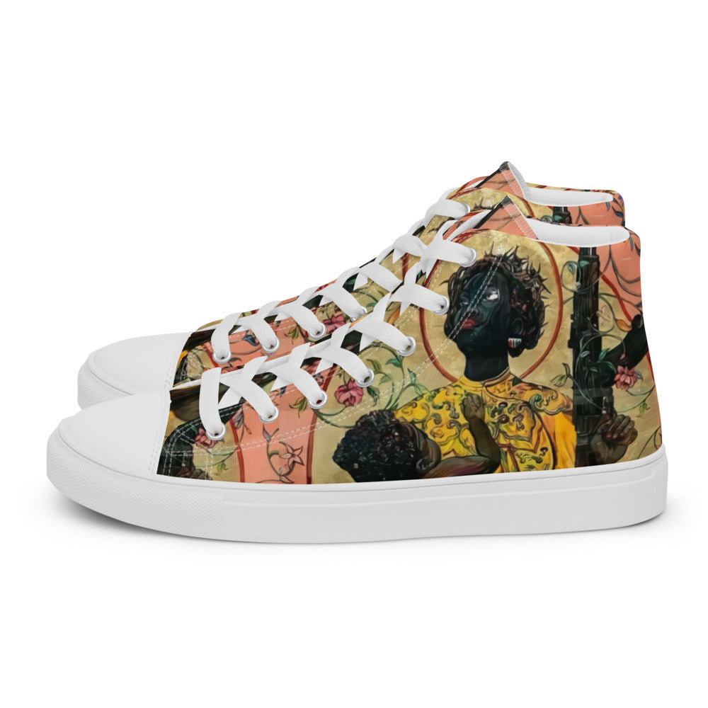 “ Joy is a Weapon “ Women’s high top canvas shoes