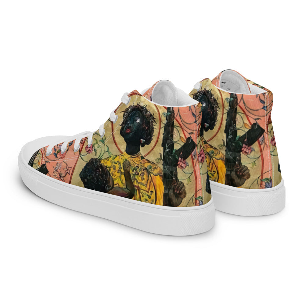 “ Joy is a Weapon “ Women’s high top canvas shoes
