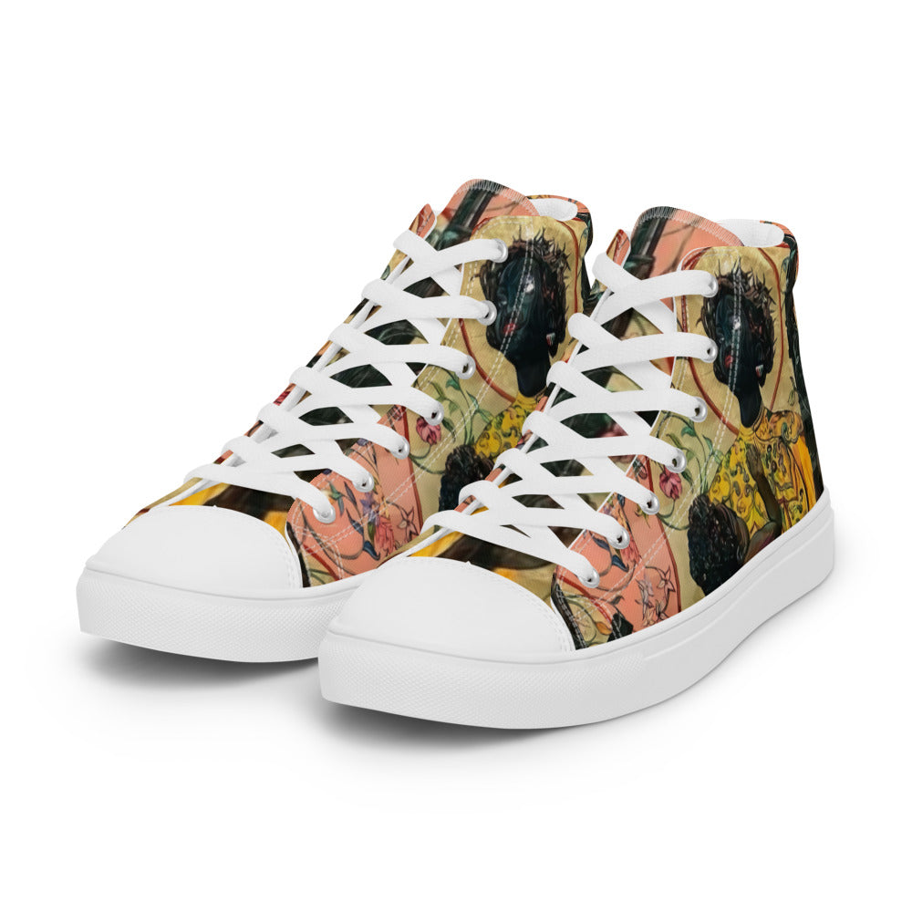 “ Joy is a Weapon “ Women’s high top canvas shoes