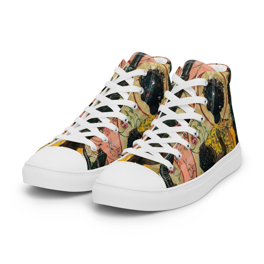 “ Joy is a Weapon “ Women’s high top canvas shoes