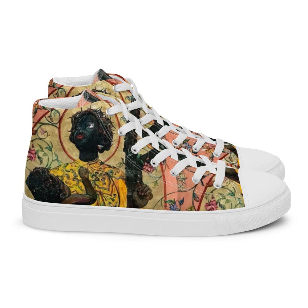 “ Joy is a Weapon “ Women’s high top canvas shoes