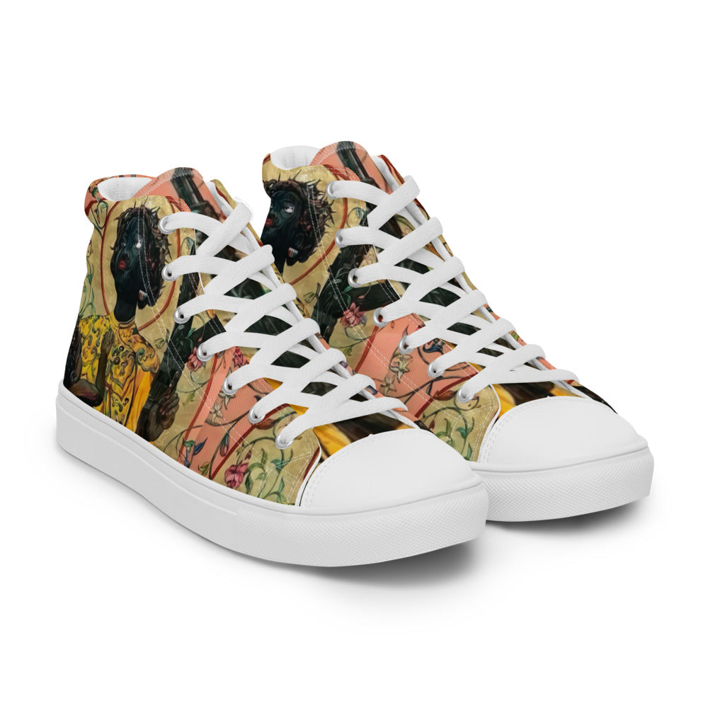 “ Joy is a Weapon “ Women’s high top canvas shoes