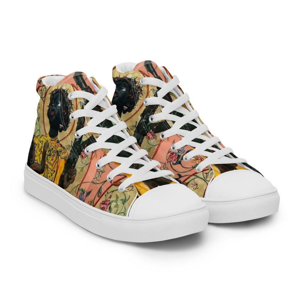 “ Joy is a Weapon “ Women’s high top canvas shoes